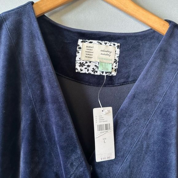 NWT Saturday Sunday Jumpsuit Romper Women Size L Navy Velvet - Picture 10 of 10